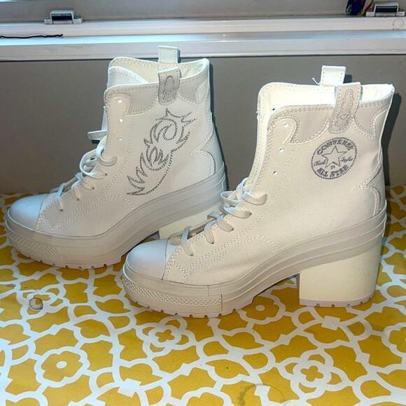 New Woman’s Converse Chuck 70 De Luxe Heel Western Hi Platform Sneaker 10.5 Vid - Picture 1 of 16